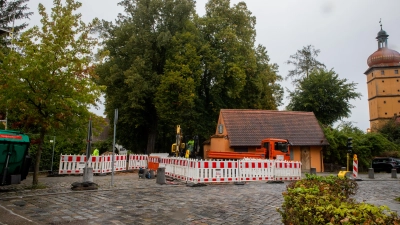 Die Bauarbeiten in der Ellwanger Straße liegen laut den Dinkelsbühler Stadtwerken voll im Zeitplan. Der Versorger baut dort derzeit sein Nahwärmenetz weiter aus. (Foto: Evi Lemberger)