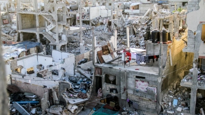 Blick auf Zerstörungen in Dschabalija (Archivbild) (Foto: Mahmoud Zaki/XinHua/dpa)