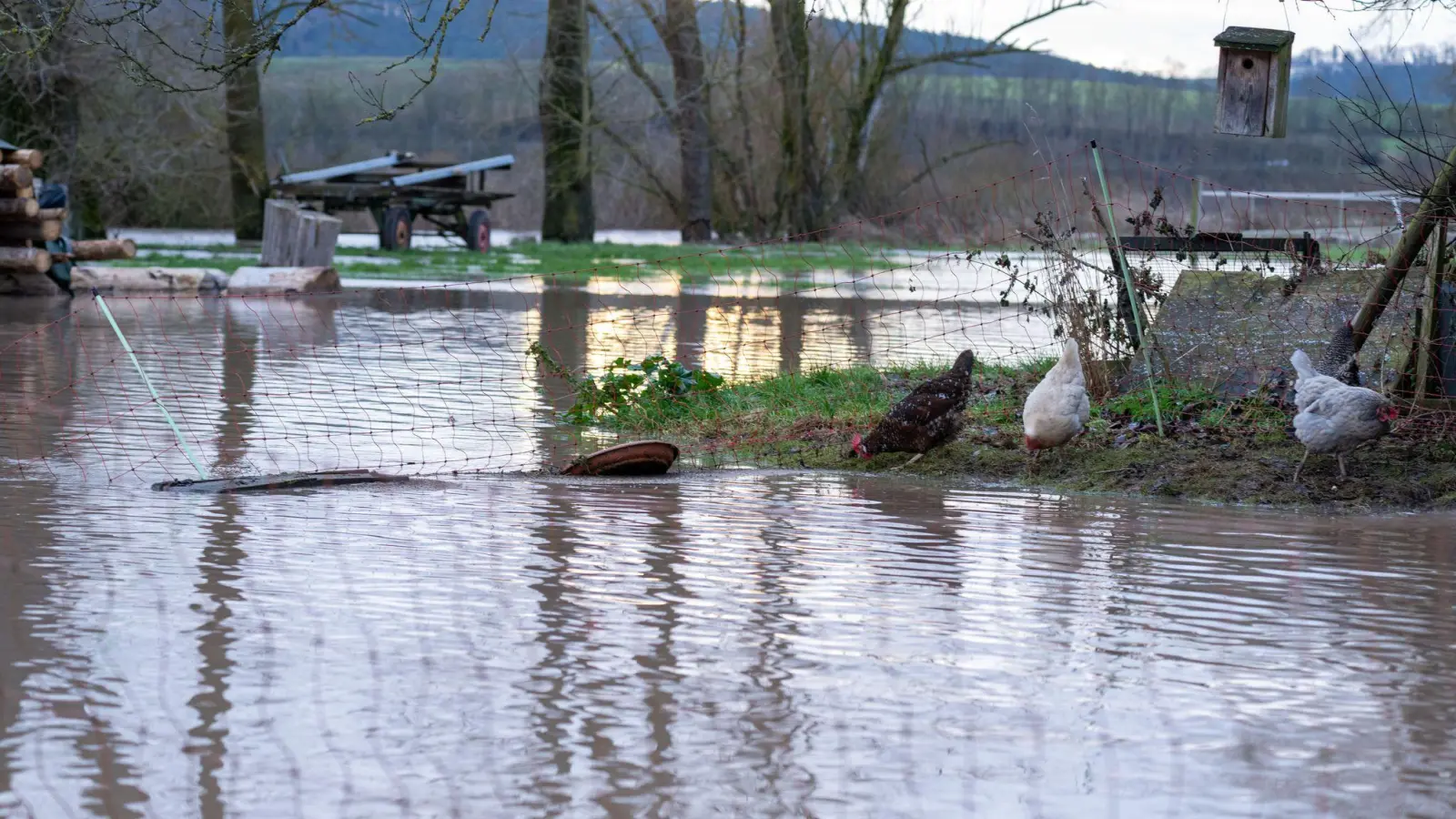 Regen und Schneeschmelze führen zu Hochwasser in Nordbayern.  (Foto: Pia Bayer/dpa)