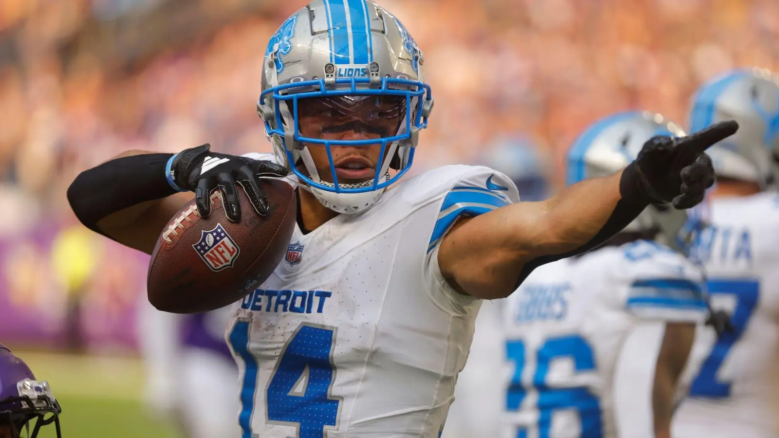 Amon-Ra St. Brown spielt seit 2021 für die Detroit Lions in der NFL. (Archivbild) (Foto: Bruce Kluckhohn/AP/dpa)