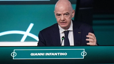 FIFA-Präsident Gianni Infantino spricht beim Kongress des Fußball-Weltverbandes.  (Foto: Darryl Dyck/The Canadian Press/AP/dpa)