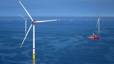 Der Windpark He Dreiht besteht aus 64 Windenergieanlagen. (Archivbild)  (Foto: Lars Penning/dpa)