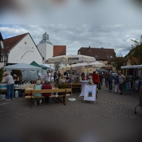 Gut besucht war beim Herbstmarkt am Samstag über weite Strecken hauptsächlich der Jubiläums-Stand von Seniorenbeirat und Nachbarschaftshilfe. (Foto: Yvonne Neckermann)