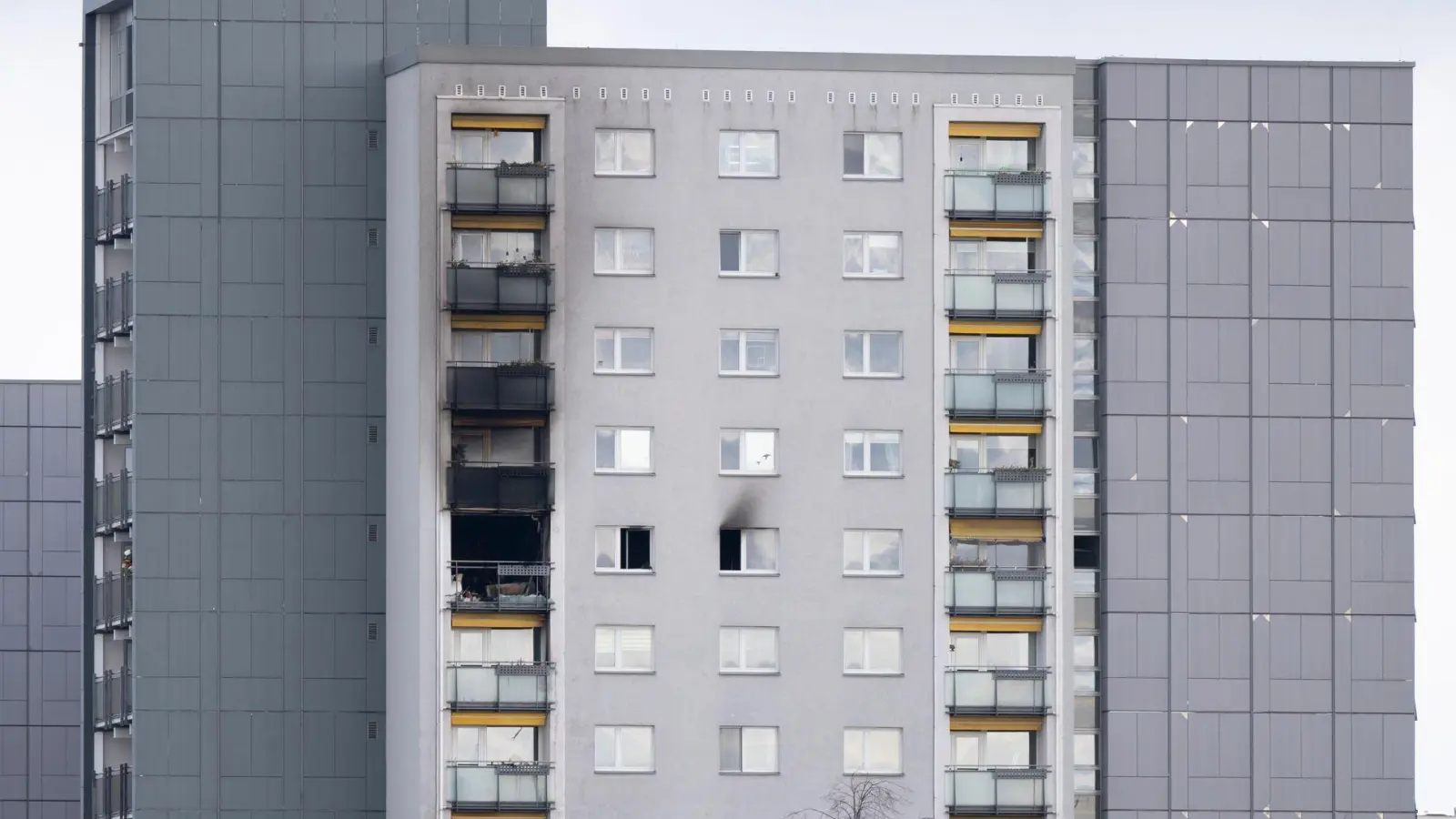 Drei Menschen wurden bei einem Brand in der elften Etage eines Hochhauses verletzt - zwei von ihnen starben im Krankenhaus.  (Foto: Sebastian Kahnert/dpa)