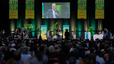 Bundeskanzler Olaf Scholz (SPD) spricht auf dem 38. Deutschen Evangelischen Kirchentag in Nürnberg. (Foto: Daniel Karmann/dpa)