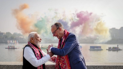 Ministerpräsident Modi und Kanzler Merz wollen die Beziehungen ihrer Länder deutlich ausbauen. (Foto: Kay Nietfeld/dpa)