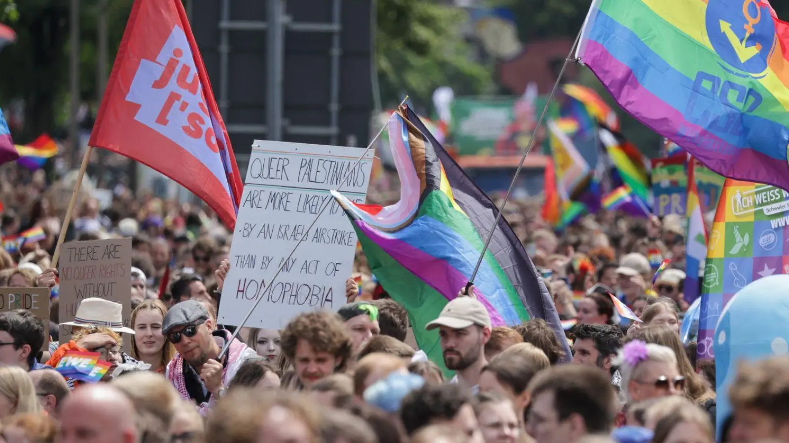 Teilnehmer des 30. Christopher Street Day in Oldenburg. (Foto: Focke Strangmann/dpa)