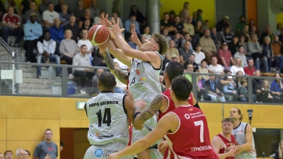 Lars Lenke (oben mit Ball) war mit 19 Punkten der erfolgreichste Ansbacher Werfer. (Foto: Martin Rügner)