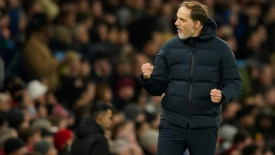 Münchens Trainer Thomas Tuchel jubelt nach dem Tor zum 0:1. (Foto: Dave Thompson/AP)