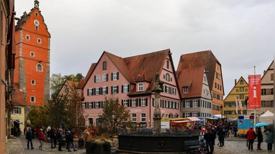 Viel los ist während der Fischerntewoche auf dem Altrathausplatz, wo die Besuchenden am Löwenbrunnen eine Schauteichanlage besichtigen oder entlang der Stände des Marktes bummeln können. (Archivbild: Martina Haas)