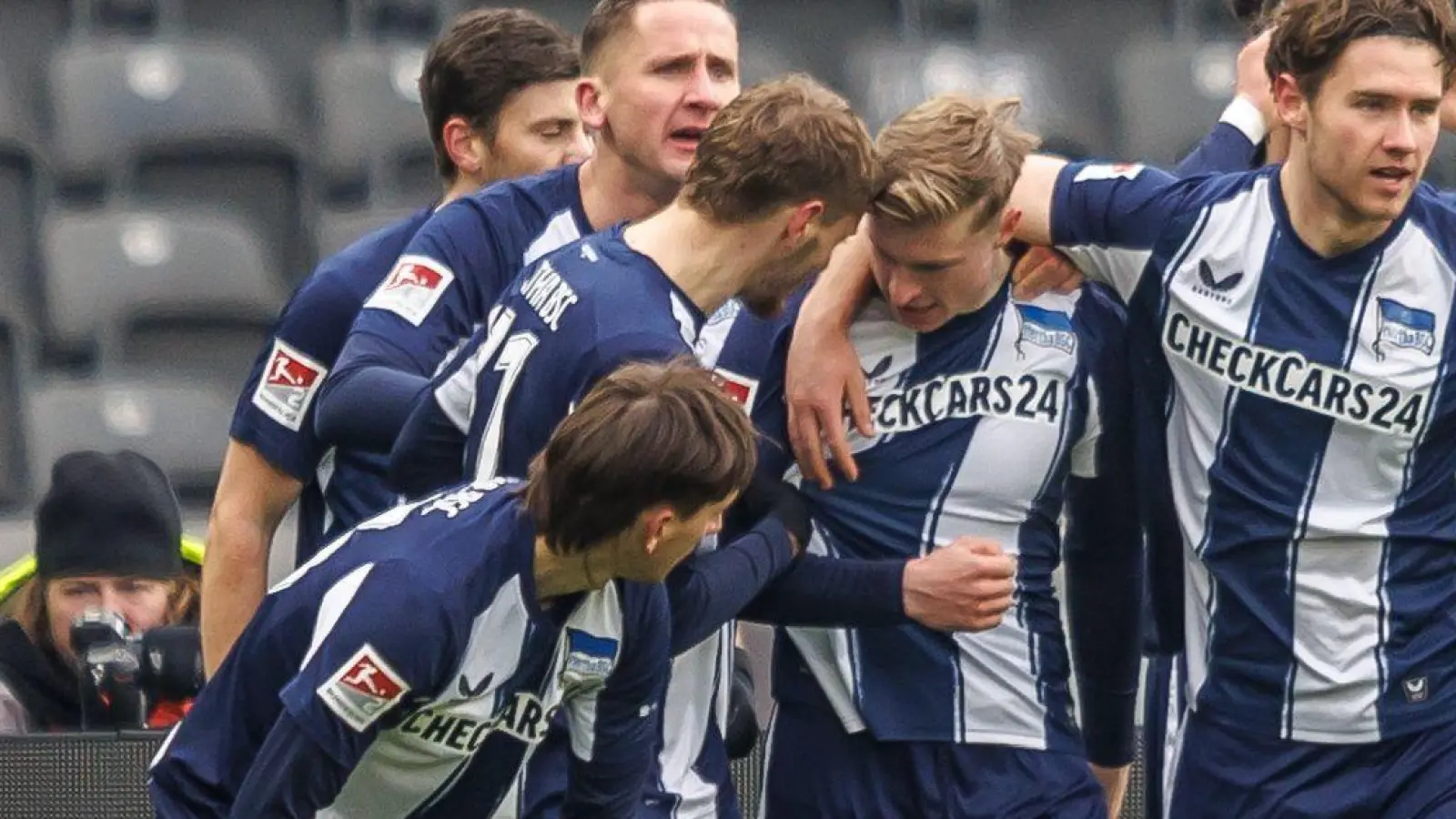 Die Berliner konnten früh jubeln. (Foto: Andreas Gora/dpa)