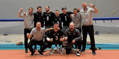 Läuft in Finnland: Die deutschen Goalballer mit Thomas Steiger (unten in der Mitte) und Fabian Diehm (unten rechts) holten Bronze bei der EM. (Foto: Jennifer Koch)