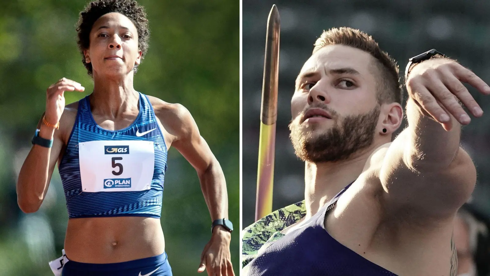 «Leichtathleten des Jahres»: Weitspringerin Malaika Mihambo (l) und Speerwerfer Johannes Vetter. (Foto: Bernd Thissen/Michael Kappeler/dpa)