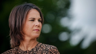 Annalena Baerbock bei der Klausur auf Schloss Meseberg. (Foto: Kay Nietfeld/dpa)