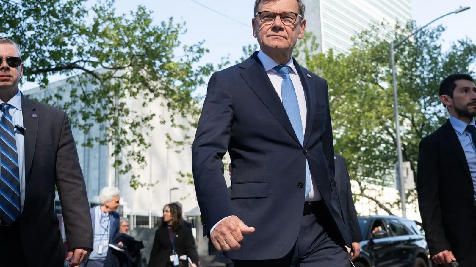 Außenminister Johann Wadephul (CDU) besucht die Vereinten Nationen in New York. Es ist auch eine Werbetour für die deutsche Kandidatur für einen nichtständigen Sitz im UN-Sicherheitsrat. (Foto: Sebastian Christoph Gollnow/dpa)