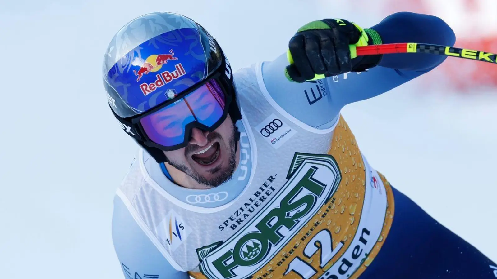 Der Italiener Dominik Paris jubelt im Ziel. (Foto: Alessandro Trovati/AP)