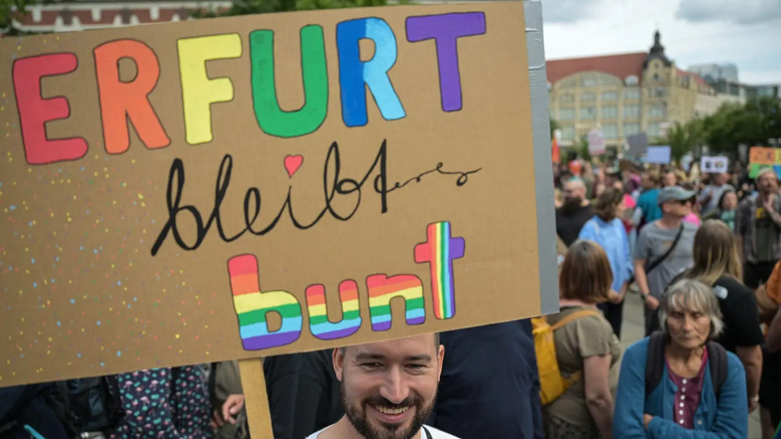 In Erfurt fanden erneut Proteste gegen Rechtsextrmisums statt. (Archivbild) (Foto: Hannes P. Albert/dpa)