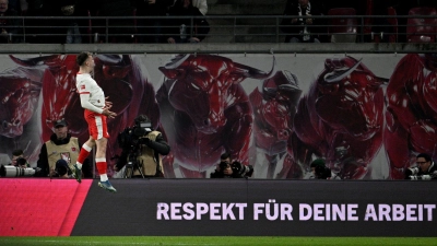 Leipzig Gruda bejubelt den Führungstreffer gegen die TSG Hoffenheim.  (Foto: Julius Frick/dpa)