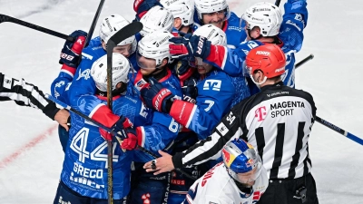 Nach 2019 mal wieder im Finale: die Adler Mannheim. (Archivbild) (Foto: Uwe Anspach/dpa)