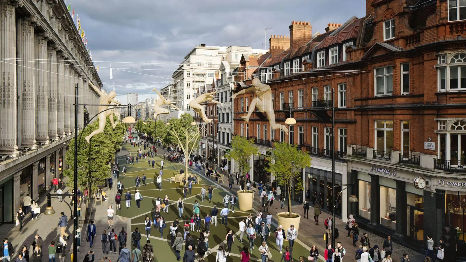 So könnte die Oxford Street in wenigen Jahren aussehen. (Foto: Mayor Of London/PA Media/dpa)