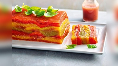 Sieht aus wie ein Gemälde: Kräftige Rot-, Gelb- und Grüntöne verwandeln die Terrine in einen Hingucker. (Foto: Hubertus Schüler/Becker Joest Volk Verlag/dpa-tmn)