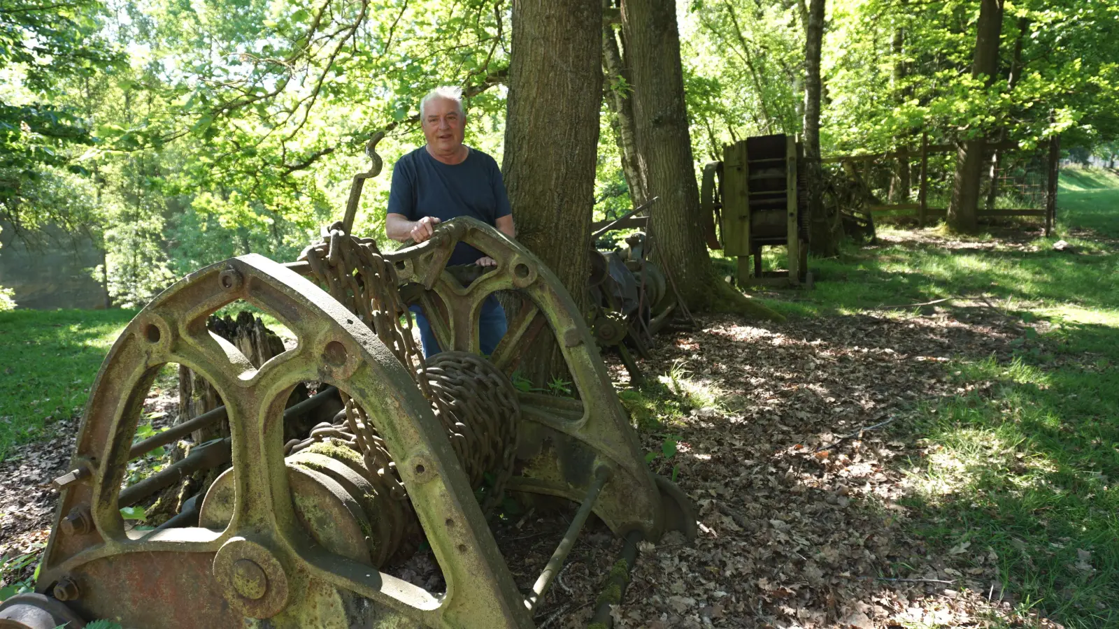 Mit der Hebewinde wurde Sandstein aus der Grube befördert. (F.: A. Walke)