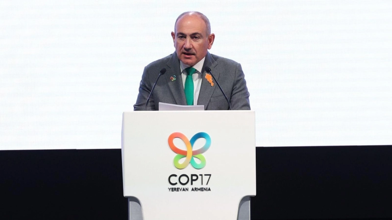 Im Fokus der UN-Konferenz zur biologischen Vielfalt steht eine Zwischenbilanz zum Stand der selbstgesteckten Ziele für den Schutz der Artenvielfalt. Der armenische Ministerpräsident Nikol Paschinjan hält bereits einige Tage vor Beginn der Konferenz eine Rede.  (Foto: Vahram Baghdasaryan/PHOTOLURE via AP/dpa)