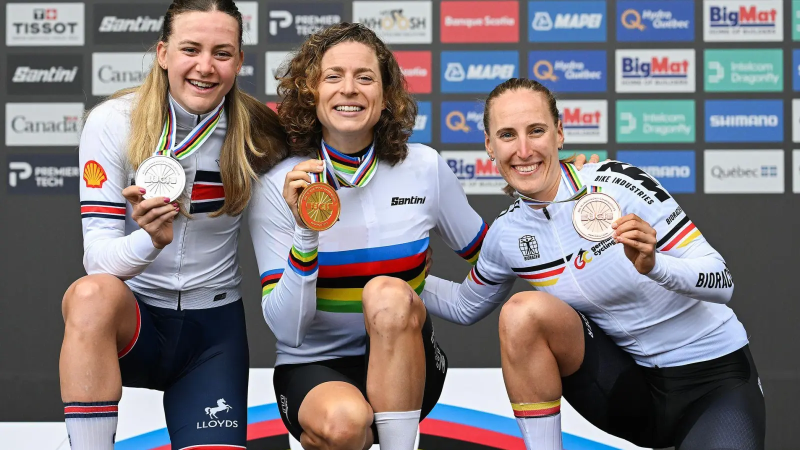 Franziska Koch (r) gewann Bronze im Zeitfahren. (Foto: Graham Hughes/The Canadian Press/AP/dpa)