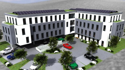 1600 Quadratmeter Fläche, vier Geschosse: So in etwa könnte das Gesundheitszentrum einmal aussehen, das in der Ansbacher Straße in Heilsbronn gebaut werden soll. (Grafik: Winner-Bau GmbH)