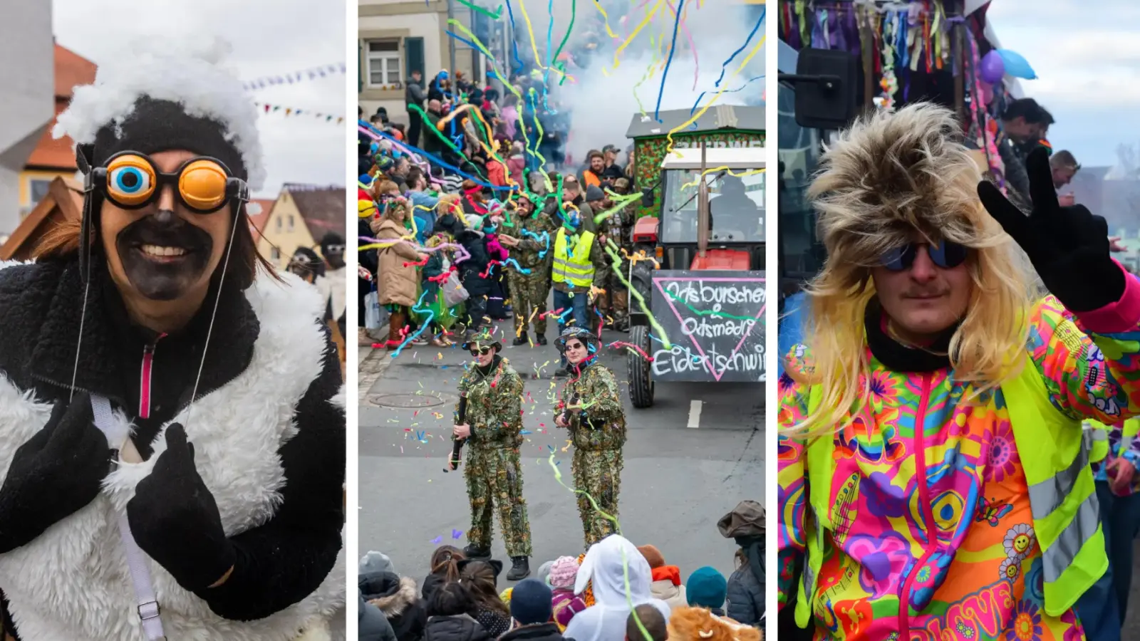Unter anderem auf den Faschingsumzügen von Markt Bibart, Emskirchen und Mitteleschenbach ging es am Wochenende bunt zu. (Foto: Evi Lemberger, Mirko Fryska, Irmeli Pohl)