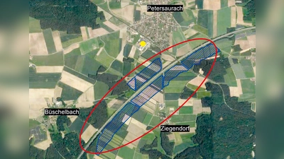 Neben der Autobahn A6 zwischen Petersaurach und Lichtenau könnten bislang landwirtschaftlich genutzte Flächen künftig der Gewinnung von Energie dienen. Das Projekt wurde nun im Gemeinderat vorgestellt. (Grafik: Statkraft)