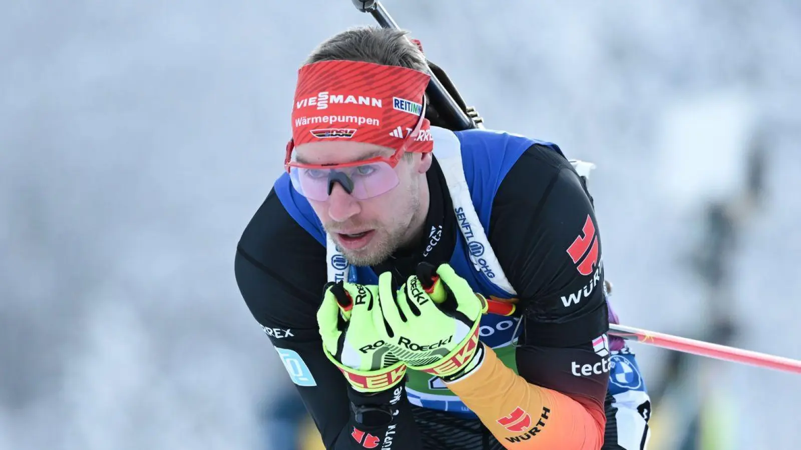 Kam beim Weltcup in Antholz auf Rang drei: Biathlet Johannes Kühn. (Foto: Sven Hoppe/dpa)