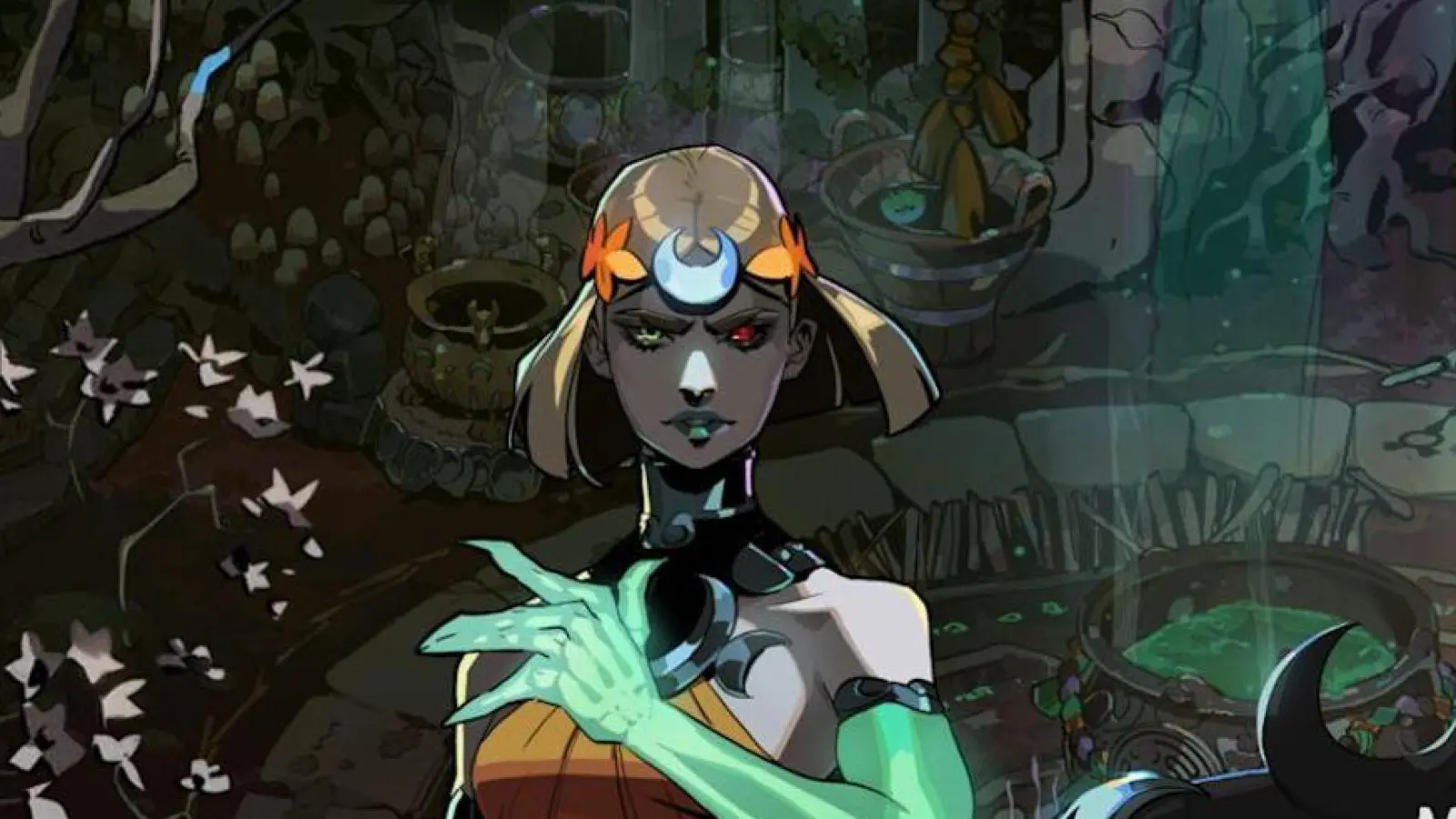 Vorhang auf für die Protagonistin: Mit Melinoë - der „Princess of the Underworld“ - gehen die Spieler auf die Mission. (Foto: Supergiant Games/dpa-tmn)