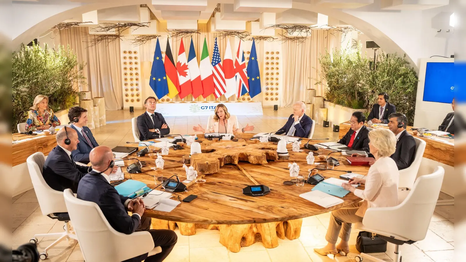 Die Staats- und Regierungschefs aus den sieben Industrienationen USA, Kanada, Großbritannien, Frankreich, Italien, Deutschland und Japan treffen sich im italienischen Borgo Egnazia bei Bari zu ihrem jährlichen Gipfel. (Foto: Michael Kappeler/dpa)