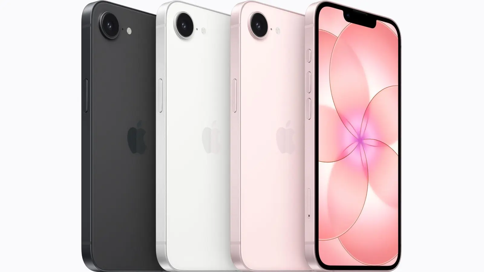 Neue Farbe: Neben Schwarz und Weiß gibt es das iPhone 17e jetzt auch in Blassrosa. (Foto: Apple Inc./dpa-tmn)