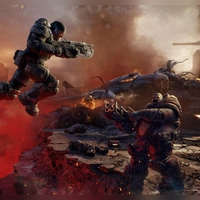 Der Alptraum, wenn sich die Erde auftut: Das Schlachtfeld in „Gears of War: E-Day“ gleicht einem Inferno. (Foto: The Coalition/Xbox Game Studios/dpa-tmn)