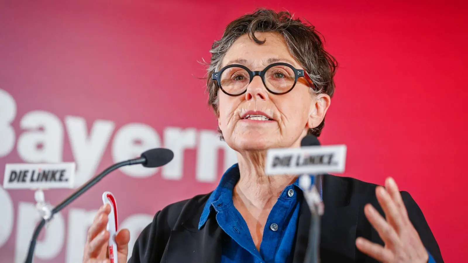 Linken-Landespolitikerin Adelheid Rupp spricht während der Veranstaltung zum politischen Aschermittwoch. (Foto: Uwe Lein/dpa/Archivbild)