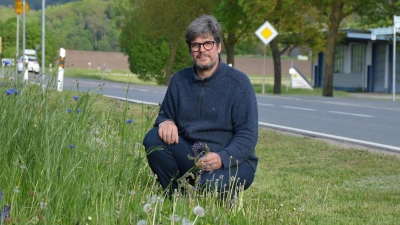 Die Blühwiese am Trautskirchener Ortseingang ist nicht unumstritten. Doch Landschaftsgärtner Joris Callens und der Heimatverein stehen dazu. Durch eine Infoveranstaltung soll das Projekt nun Nachahmer finden. (Foto: Yvonne Neckermann)
