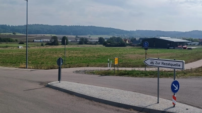 Wenn es nach dem Gemeinderat Oberdachstetten geht, könnte hier bald ein Fachmarktzentrum stehen. Das Foto zeigt das entsprechende Areal. Rechts außerhalb des Bildes verläuft die Bundesstraße. (Foto: Eileen Gillwald)