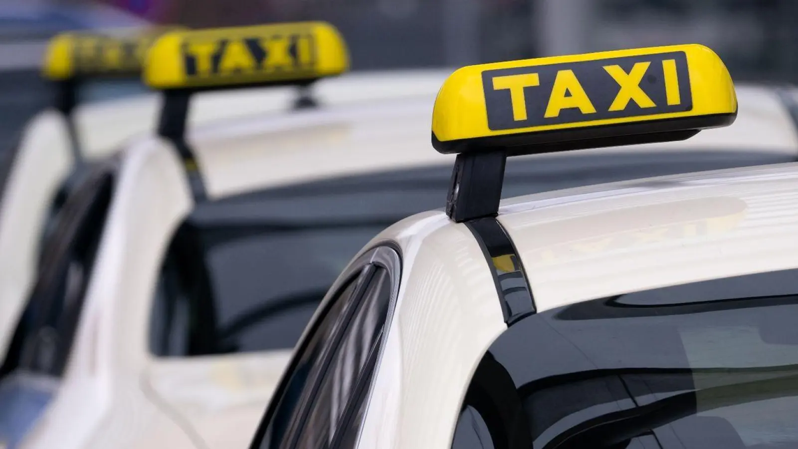 Taxis stehen vor der Messe in München und warten auf Fahrgäste. (Foto: Sven Hoppe/dpa)