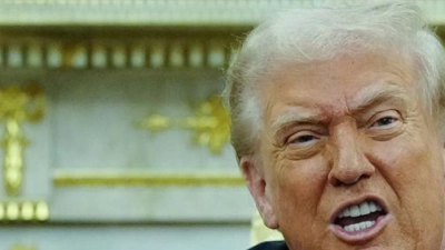 US-Präsident Trump (r.) greift Bundeskanzler Merz (l.) wieder an. (Archivbild) (Foto: Kay Nietfeld/dpa)