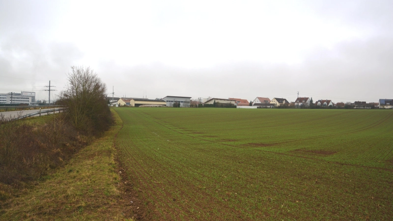 Auf einem Feld am nordöstlichen Stadtrand von Wassertrüdingen will ein Bauwerber eine Agri-Photovoltaik-Anlage bauen. Die Planer des ISEK sehen die Fläche demgegenüber als Chance für eine Weiterentwicklung der Stadt.  (Foto: Peter Tippl)
