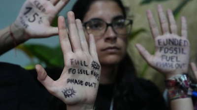 Auch Klimaaktivisten fordern ein Aus für fossile Energieträger. (Foto: Joshua A. Bickel/AP/dpa)