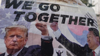 Die Anhänger von Südkoreas Ex-Präsident Yoon Suk Yeol hoffen auf Hilfe von Donald Trump. (Foto: Lee Jin-man/AP/dpa)