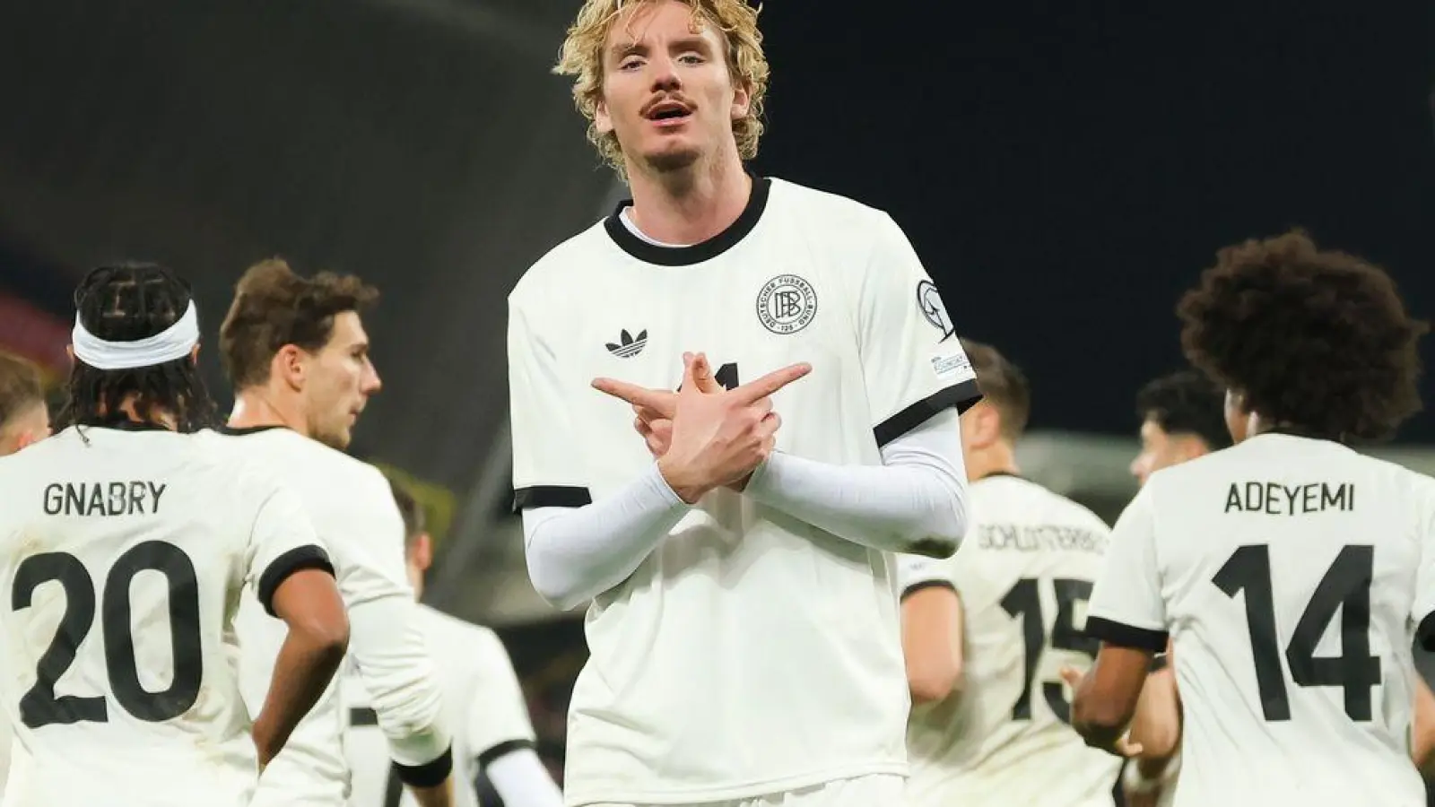 Nick Woltemade feiert seinen Treffer gegen Nordirland.  (Foto: Christian Charisius/dpa)