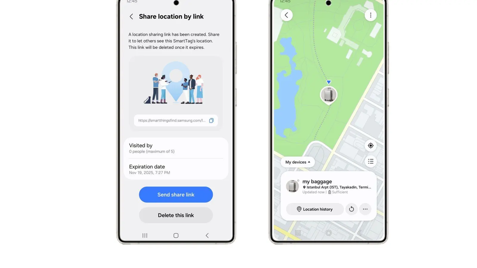 Auch ein Foto des Koffers können Passagiere von Turkish Airlines in der „SmartThings Find“-App hinterlegen. (Foto: Samsung/dpa-tmn)