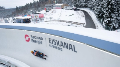 Die Doppelsitzer Toni Eggert und Sascha Benecken haben beim Rodel-Weltcup in Altenberg erneut den Sieg knapp verpasst. (Foto: Sebastian Kahnert/dpa-Zentralbild/dpa)