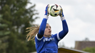 Torhüterin Franziska Glaser (hier in einem anderen Spiel) hielt ihren Kasten gut sauber und stabilisierte die Weinberger Defensive. (Foto: Martin Rügner)