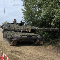 Die Bundeswehr war in Uffenheim mit ihrem modernsten Panzer Leopard 2A6 vertreten. (Foto: Hans-Bernd Glanz)