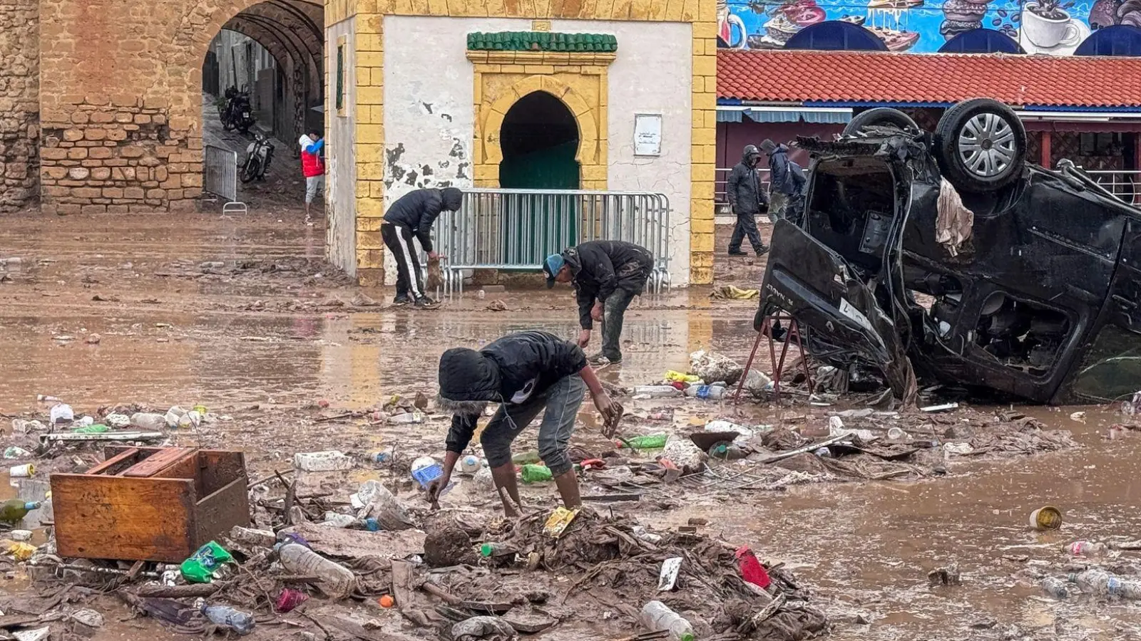 Die Regenfälle führten in der Provinz Safi zu schweren Überschwemmungen. (Foto: Abderrazak Gouach/AP/dpa)